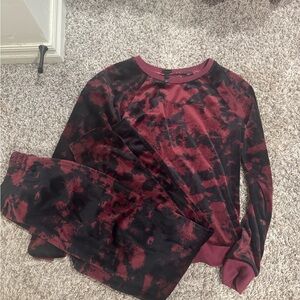Art Class Burgundy and Black Tie-Dye Top